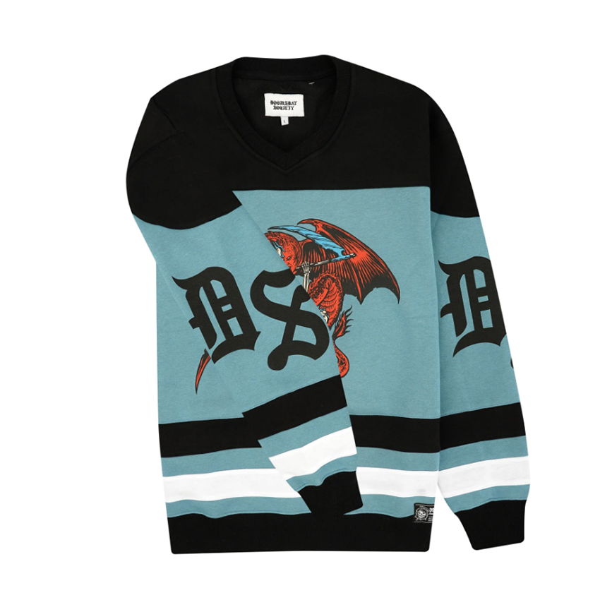 Doomsday Felpa Doomday Trapped Hockey Crewneck Nero Blu 4 Doomsday Felpa Doomday Trapped Hockey Crewneck Nero Blu - immagine 2