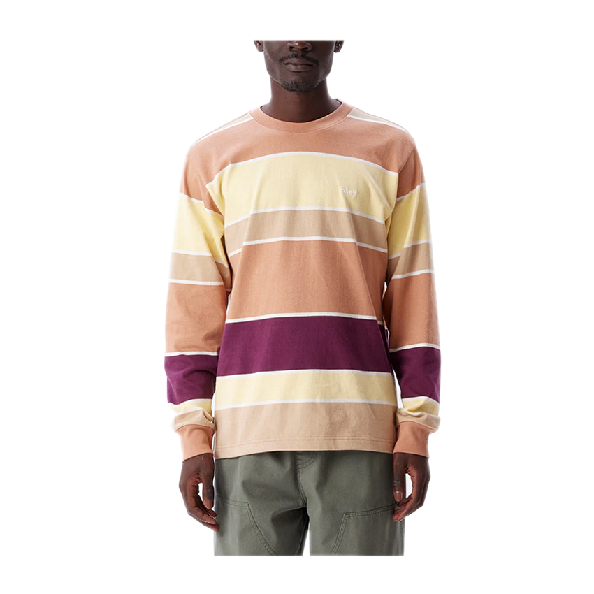 T-Shirt Obey Nationale Stripe LS Beige 5 T-Shirt Obey Nationale Stripe LS Beige - immagine 3