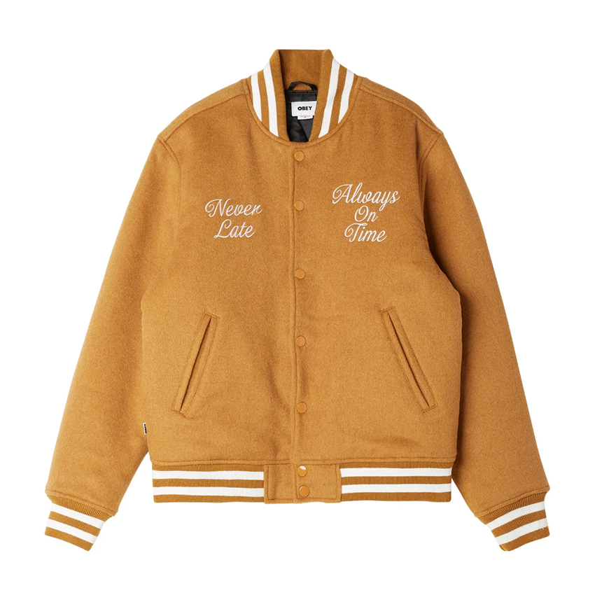 Giacchetto Obey Time Varsity Jacket Marrone 3 Giacchetto Obey Time Varsity Jacket Marrone