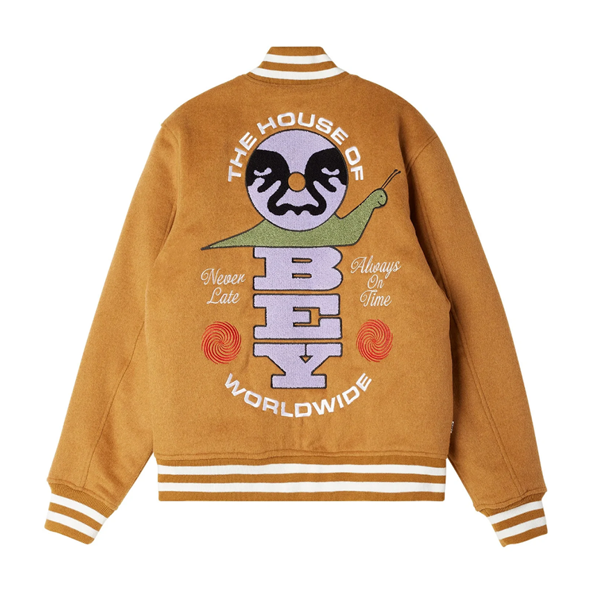 Giacchetto Obey Time Varsity Jacket Marrone 4 Giacchetto Obey Time Varsity Jacket Marrone - immagine 2